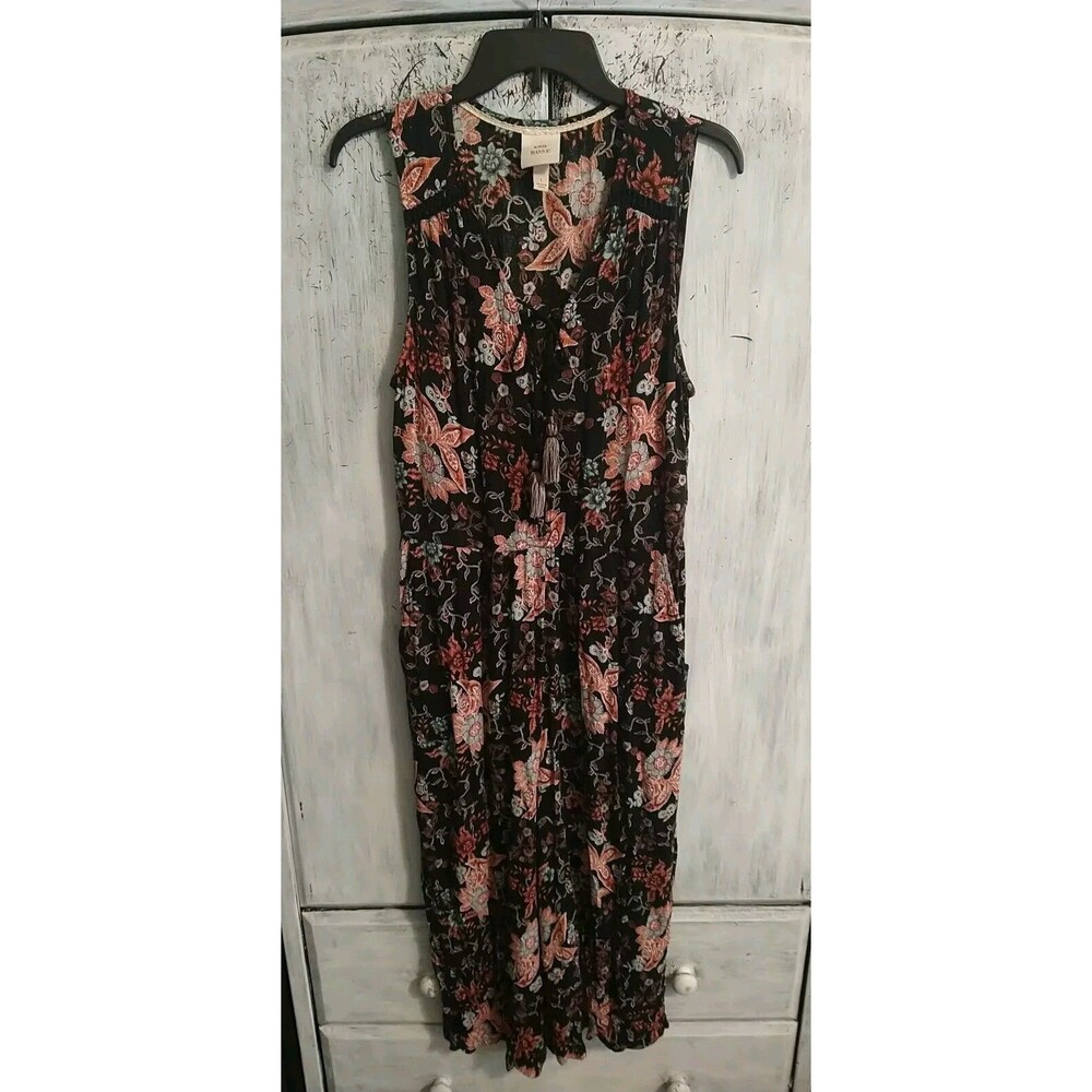 Knox Rose Sleeveless Floral Print Romper Boho Capri Large Feminine Cottage Core